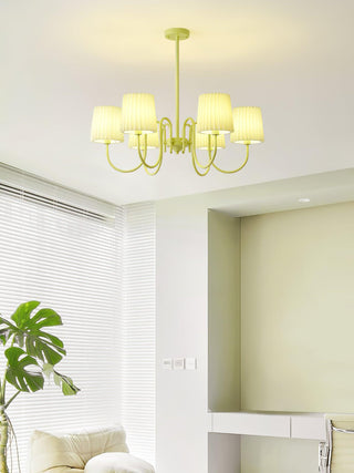 Pleated Fabric Matcha Pastel Metal Chandelier