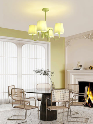 Pleated Fabric Matcha Pastel Metal Chandelier