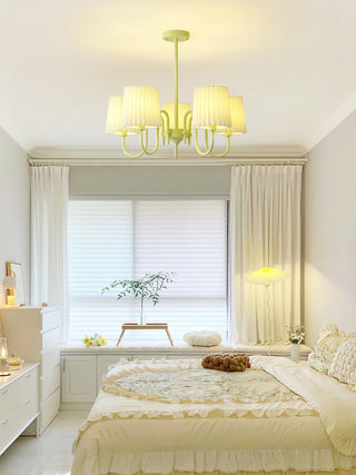 Pleated Fabric Matcha Pastel Metal Chandelier