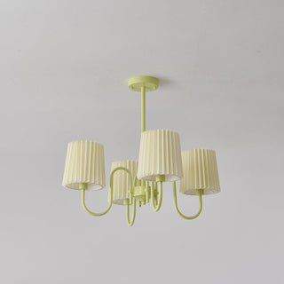 Pleated Fabric Matcha Pastel Metal Chandelier
