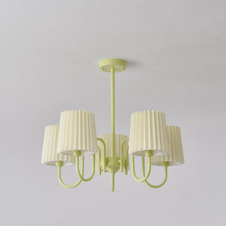 Pleated Fabric Matcha Pastel Metal Chandelier