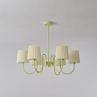 Pleated Fabric Matcha Pastel Metal Chandelier
