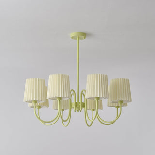 Pleated Fabric Matcha Pastel Metal Chandelier