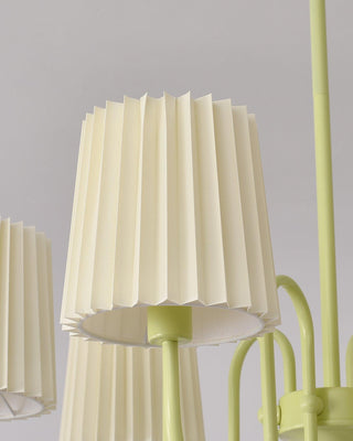 Pleated Fabric Matcha Pastel Metal Chandelier