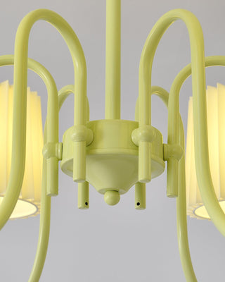Pleated Fabric Matcha Pastel Metal Chandelier