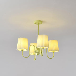 Pleated Fabric Matcha Pastel Metal Chandelier