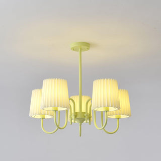 Pleated Fabric Matcha Pastel Metal Chandelier