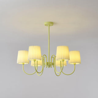 Pleated Fabric Matcha Pastel Metal Chandelier