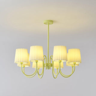 Pleated Fabric Matcha Pastel Metal Chandelier