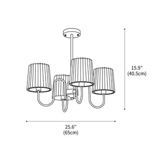 Pleated Fabric Matcha Pastel Metal Chandelier