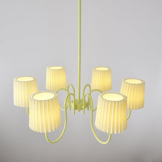 Pleated Fabric Matcha Pastel Metal Chandelier