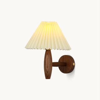 Pleated Retro Wood Fabric Wall Sconce