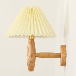 Pleated Retro Wood Fabric Wall Sconce