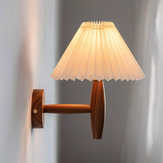 Pleated Retro Wood Fabric Wall Sconce