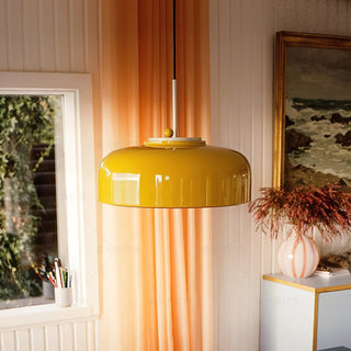 Podgy Mustard Enamel Pendant Light