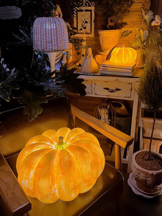 Portable Natural Resin Pumpkin Table Light