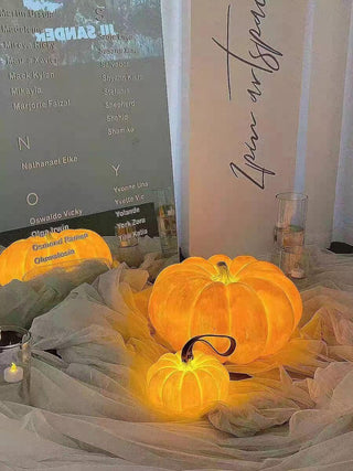 Portable Natural Resin Pumpkin Table Light