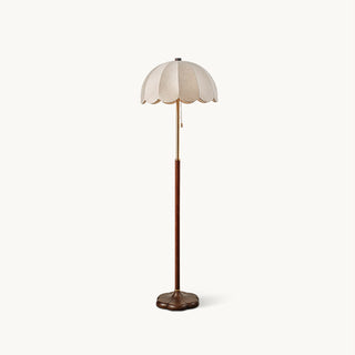 Prague Dark Wood Scalloped Floor Lamp