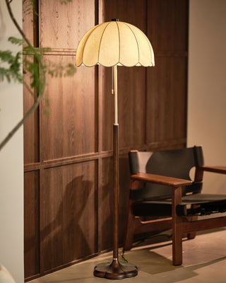 Prague Dark Wood Scalloped Floor Lamp