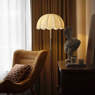 Prague Dark Wood Scalloped Floor Lamp