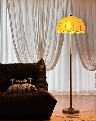 Prague Dark Wood Scalloped Floor Lamp