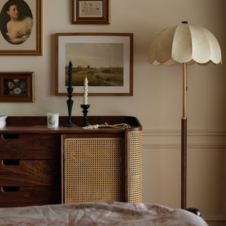 Prague Dark Wood Scalloped Floor Lamp
