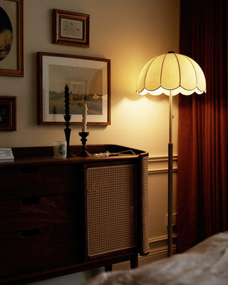 Prague Dark Wood Scalloped Floor Lamp