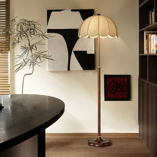 Prague Dark Wood Scalloped Floor Lamp