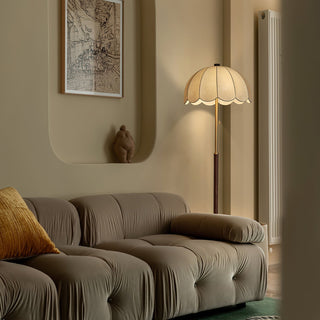 Prague Dark Wood Scalloped Floor Lamp