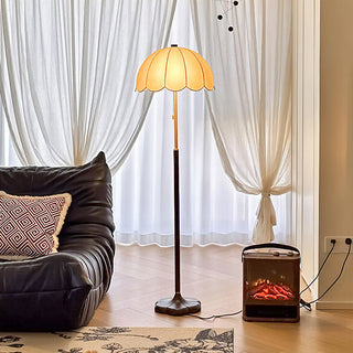 Prague Dark Wood Scalloped Floor Lamp