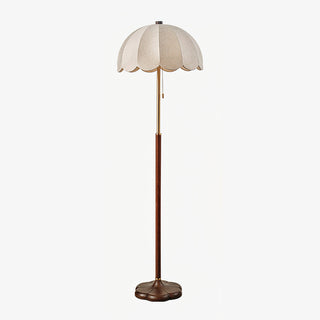 Prague Dark Wood Scalloped Floor Lamp
