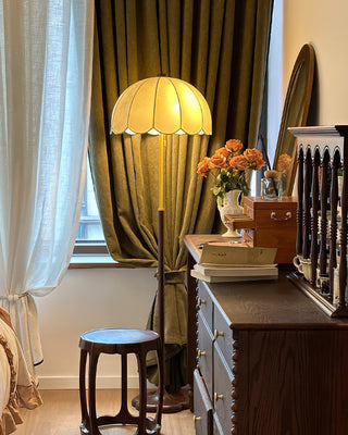 Prague Dark Wood Scalloped Floor Lamp