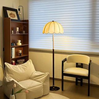 Prague Dark Wood Scalloped Floor Lamp