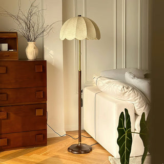 Prague Dark Wood Scalloped Floor Lamp