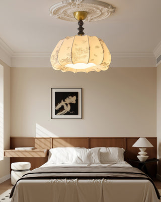 Pumpkin Brass Fabric Ceiling Light