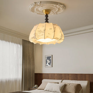 Pumpkin Brass Fabric Ceiling Light