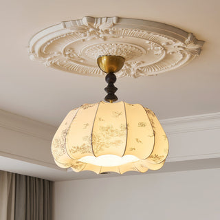 Pumpkin Brass Fabric Ceiling Light