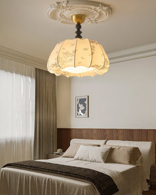 Pumpkin Brass Fabric Ceiling Light