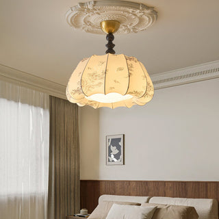Pumpkin Brass Fabric Ceiling Light