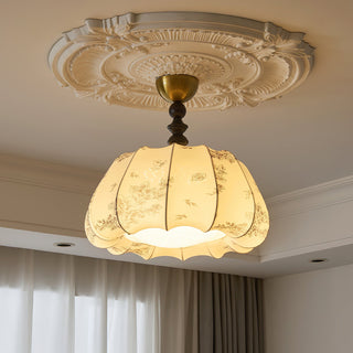 Pumpkin Brass Fabric Ceiling Light