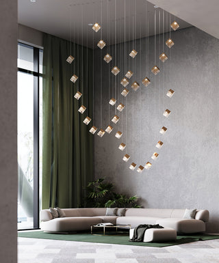 Square Cascading Cube Cluster Pendant Light
