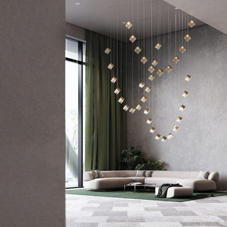 Square Cascading Cube Cluster Pendant Light