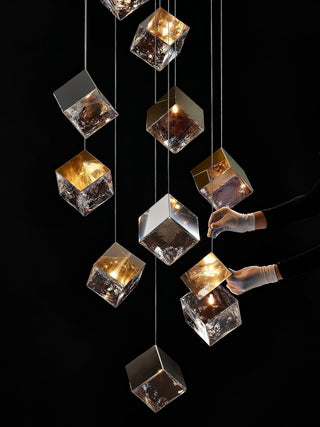 Square Cascading Cube Cluster Pendant Light