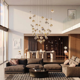 Square Cascading Cube Cluster Pendant Light