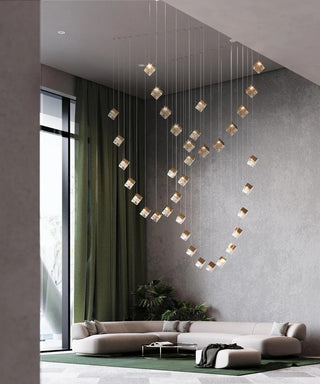 Square Cascading Cube Cluster Pendant Light
