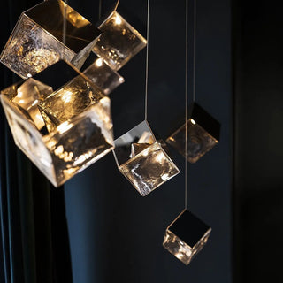 Square Cascading Cube Cluster Pendant Light