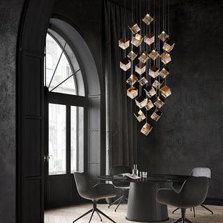 Square Cascading Cube Cluster Pendant Light