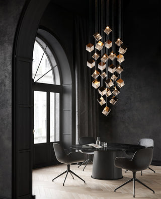 Square Cascading Cube Cluster Pendant Light