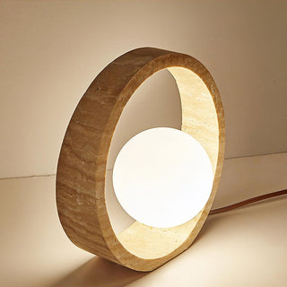 Q Circle Sculptural Travertine Table Light