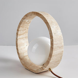 Q Circle Sculptural Travertine Table Light